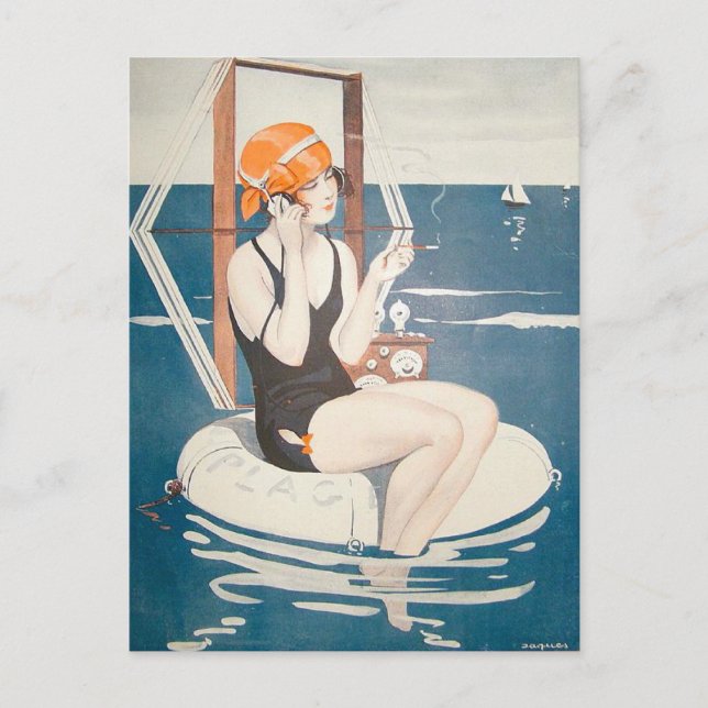 Carte postale avec illustration estivale Vintage (Devant)