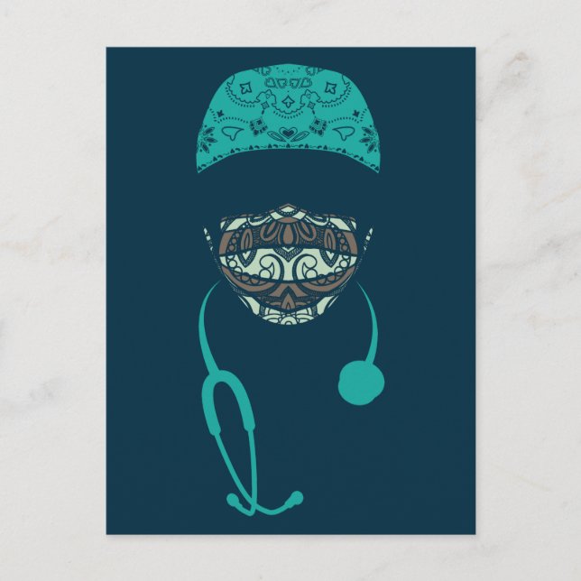 carte postale avec masque paisley (Devant)