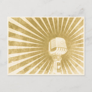 Carte postale avec microphone vintage cool