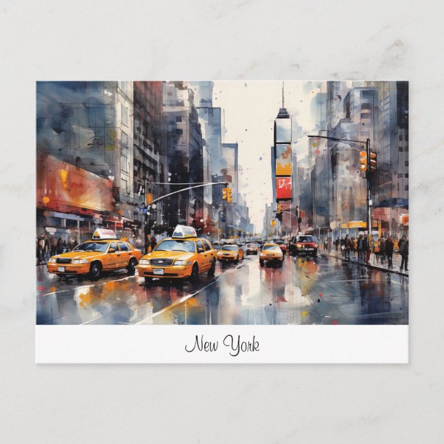 Carte postale avec New York City, paysage peint. (Devant)