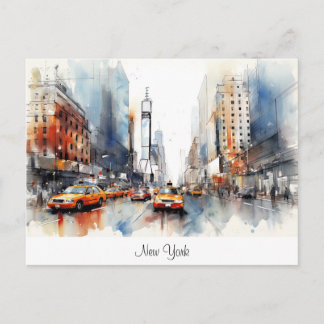 Carte postale avec New York City, paysage peint.