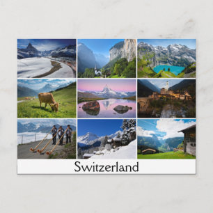 Carte postale avec paysages et le texte : Suisse