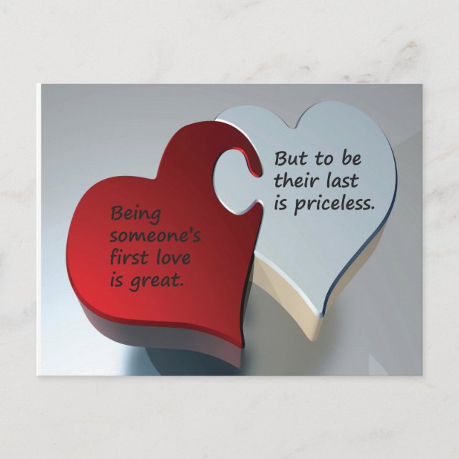 Carte postale avec pièces de puzzle de coeur rouge (Devant)