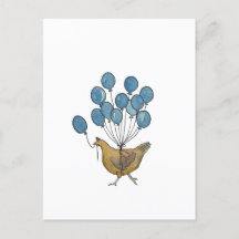 carte postale avec poulet et ballons