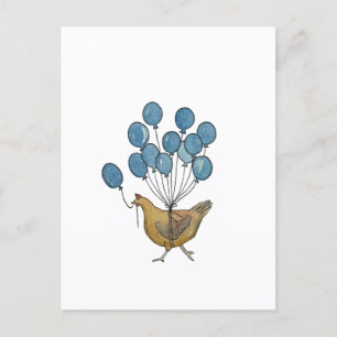 carte postale avec poulet et ballons