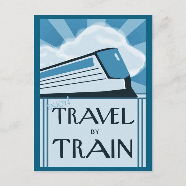 Carte postale avec Retro Train Travel Poster (Devant)