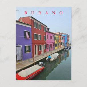 Carte postale avec vue des maisons au bord du cana