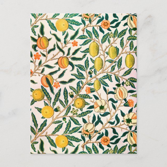 CARTE POSTALE AVEC WILLIAM MORRIS JAUNE "POMEGRANA (Devant)