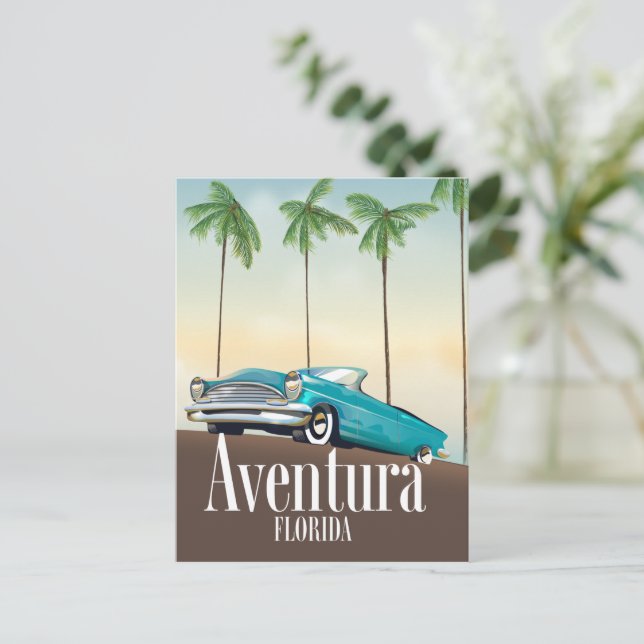 Carte Postale Aventura, Floride affiche de voyage de voiture rét (Debout devant)