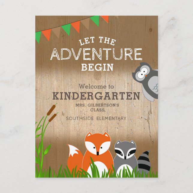 Carte Postale Aventure animale | Bienvenue À La Maternelle (Devant)