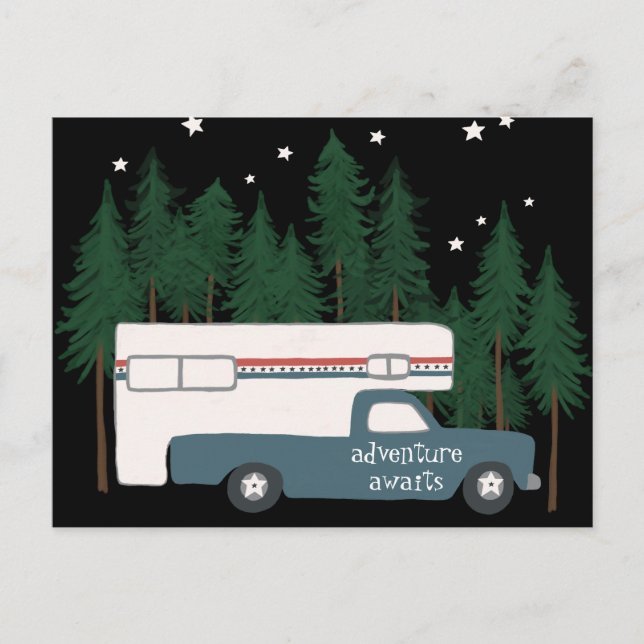 Carte Postale AVENTURE ATTENTE Camping Camper Camper Camper RV (Devant)