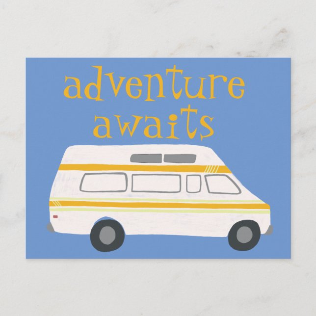 Carte Postale AVENTURE ATTENTE Camping Campervan RV (Devant)