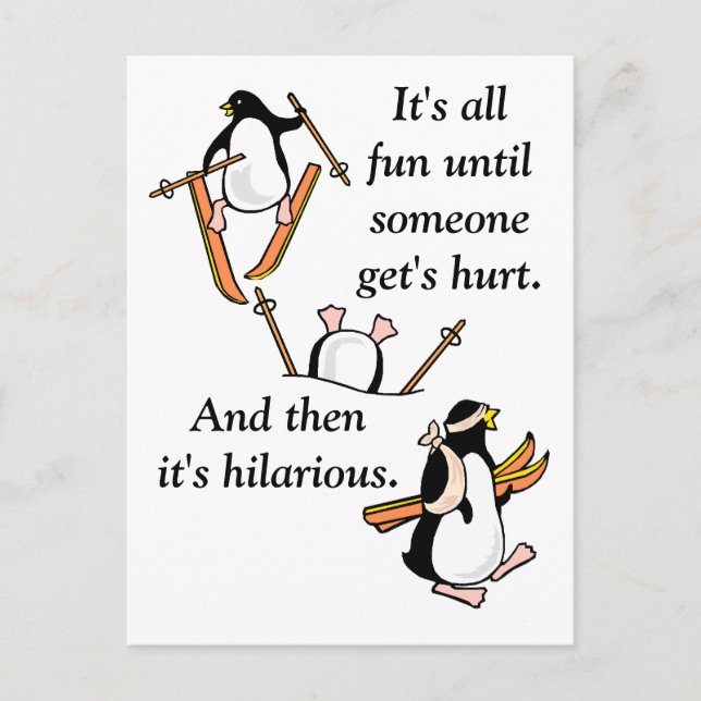 Carte Postale Aventure de ski de Penguin (Devant)