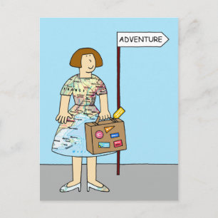 Carte Postale Aventure Étrangère Bon Voyage Pour Elle