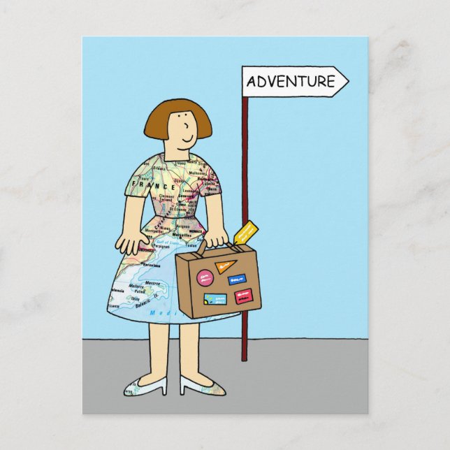 Carte Postale Aventure Étrangère Bon Voyage Pour Elle (Devant)