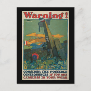 Carte Postale Avertissement Deuxième Guerre mondiale