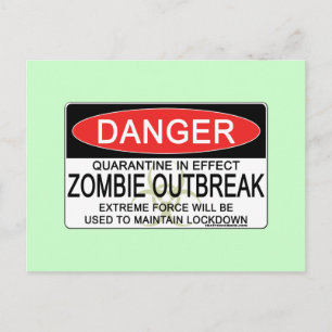 Carte Postale Avertissement - Épidémie de virus Zombie