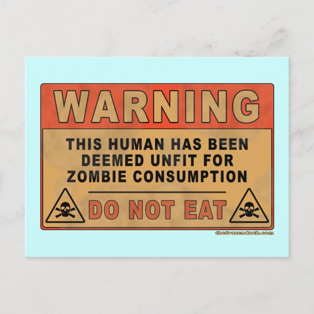 Carte Postale Avertissement Inapte À La Consommation Zombie (Devant)