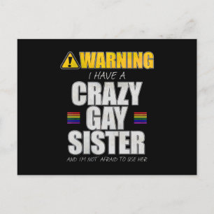 Carte Postale Avertissement J'ai une soeur gay folle