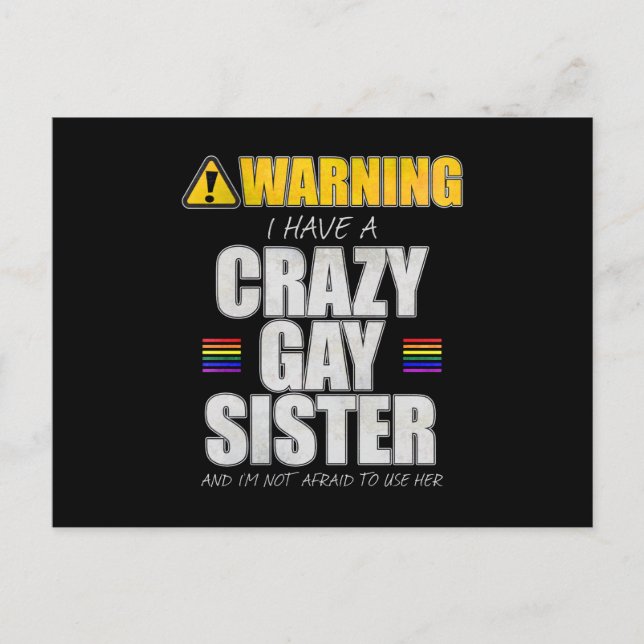 Carte Postale Avertissement J'ai une soeur gay folle (Devant)