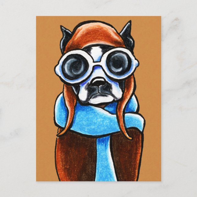 Carte Postale Aviator de Boston Terrier (Devant)