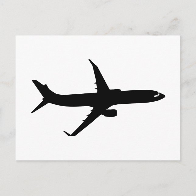 Carte Postale Avion Avion de ligne Vol noir Personnaliser Couleu (Devant)
