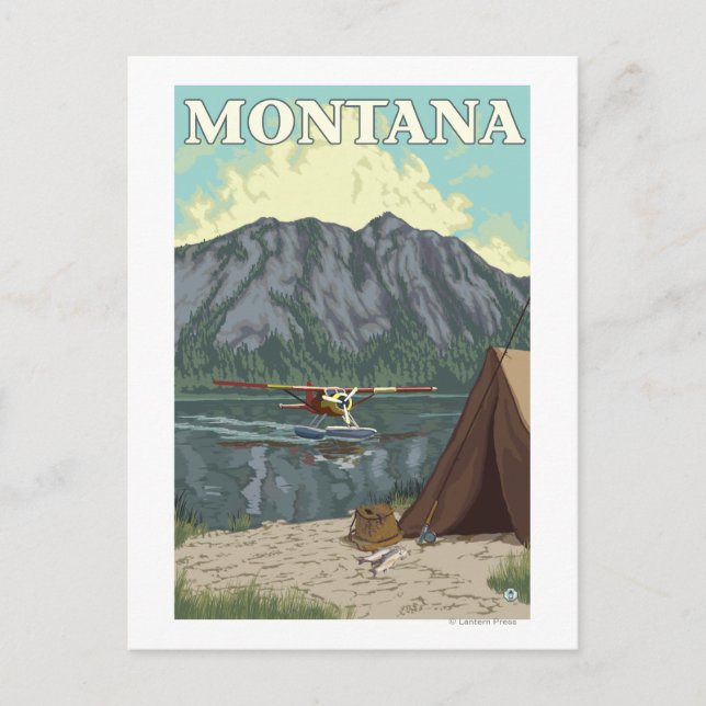 Carte Postale Avion Bush et pêche - Montana (Devant)