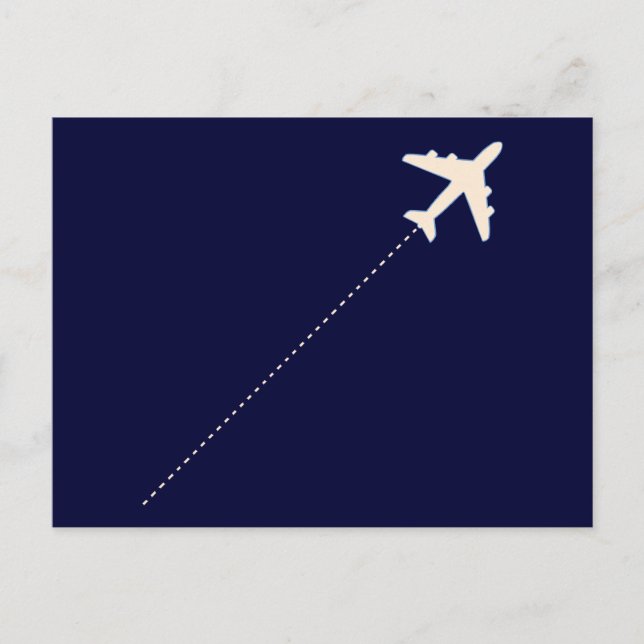 Carte Postale avion de voyage avec ligne pointillée (Devant)