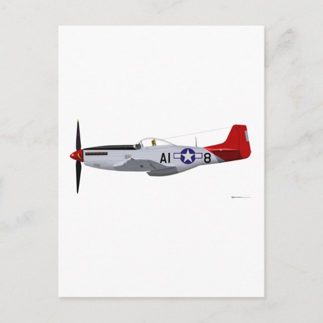 Carte Postale Avions nord-américains P-51D Mustang Tuskegee (Devant)