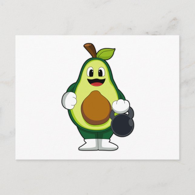 Carte Postale Avocado à l'entraînement Strength avec Dumbbells (Devant)