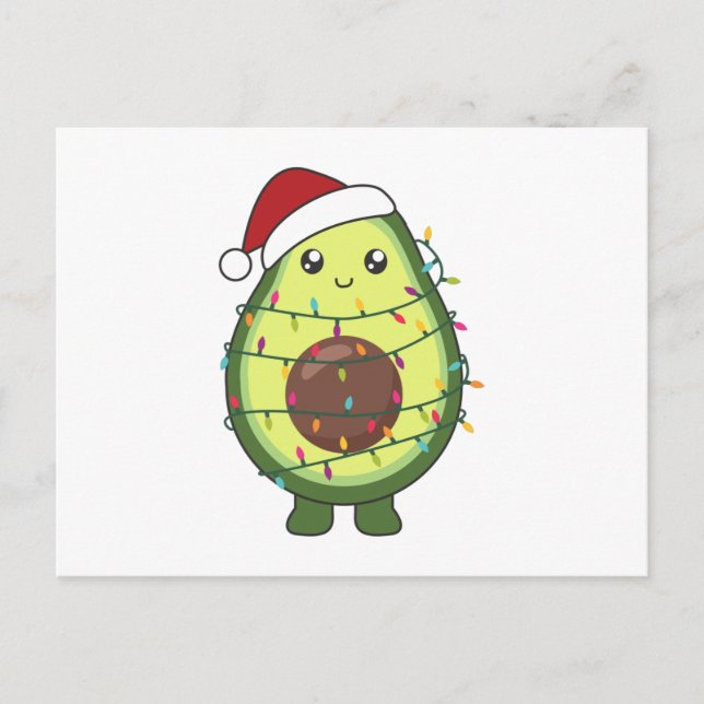 Carte Postale Avocado illuminations de Noël Drôle Avocados (Devant)