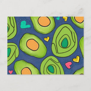 Carte Postale Avocados et coeurs