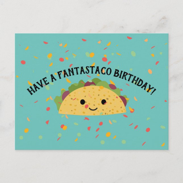 Carte Postale Avoir Fantastaco Anniversaire Cute Kawaii Taco (Devant)