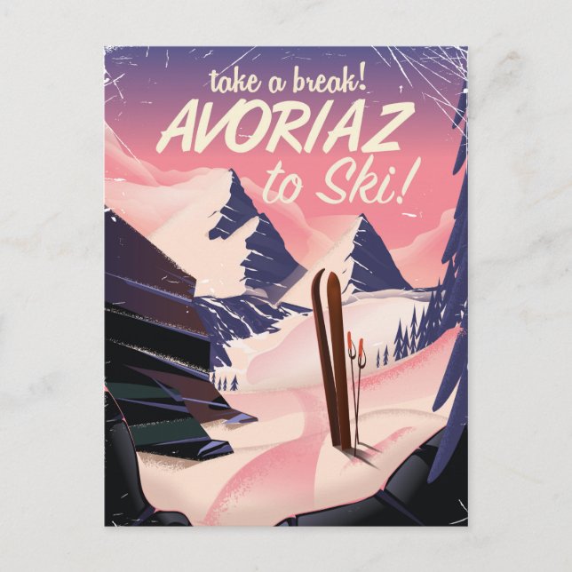 Carte Postale Avoriaz France poster de voyage ski (Devant)