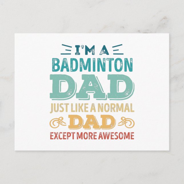 Carte Postale Awesome Badminton Papa Fête des pères Drôle cadeau (Devant)