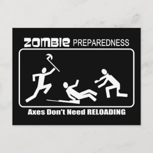 Carte Postale Axes de préparation des zombies rechargeant la con
