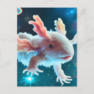 Carte Postale Axolotl rose dans l'espace