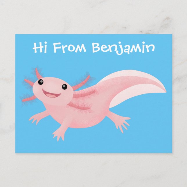 Carte Postale Axolotl rose pâle (Devant)