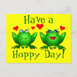 Carte Postale Ayez une grenouille à caricature de jour Hoppy Jau