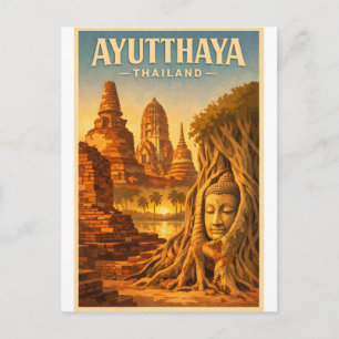 Carte Postale Ayutthaya, Thaïlande, dans un style rétro intempor