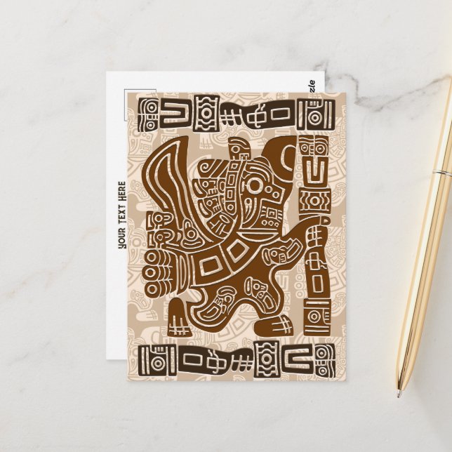 Carte Postale Aztec Eagle Guerrier Tribal Art antique (Devant/Arrière en situation)