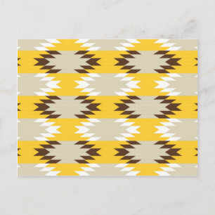 Carte Postale Aztec Tribal Jaune Amérindien Brown Designs