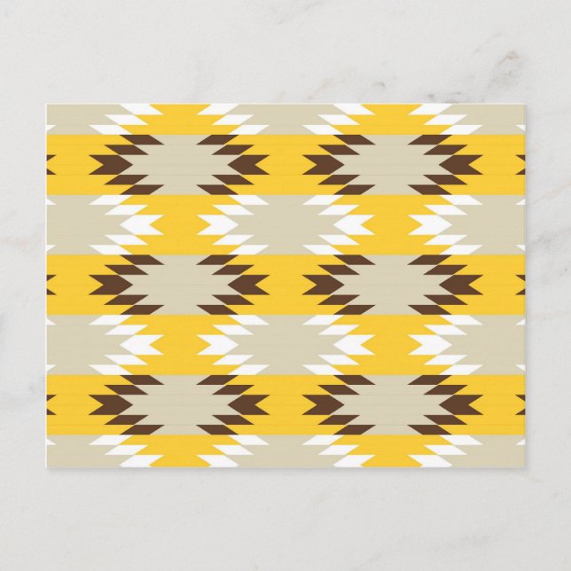Carte Postale Aztec Tribal Jaune Amérindien Brown Designs (Devant)