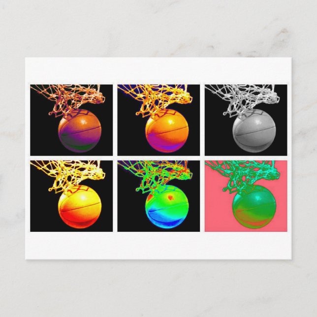 Carte Postale B-Ball Basketball Hoops Pop Art (Devant)