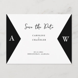 Carte Postale B/W Photo Monogramme Mariage Enregistrer la date
