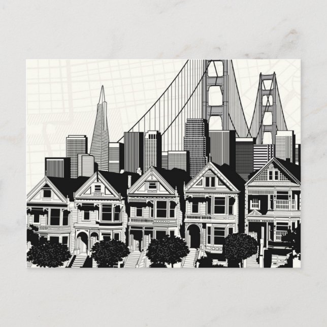 Carte Postale B&W San Francisco Californie (Devant)