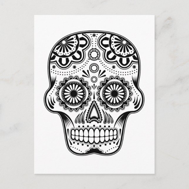 Carte Postale B&W Sugar Skull (Devant)
