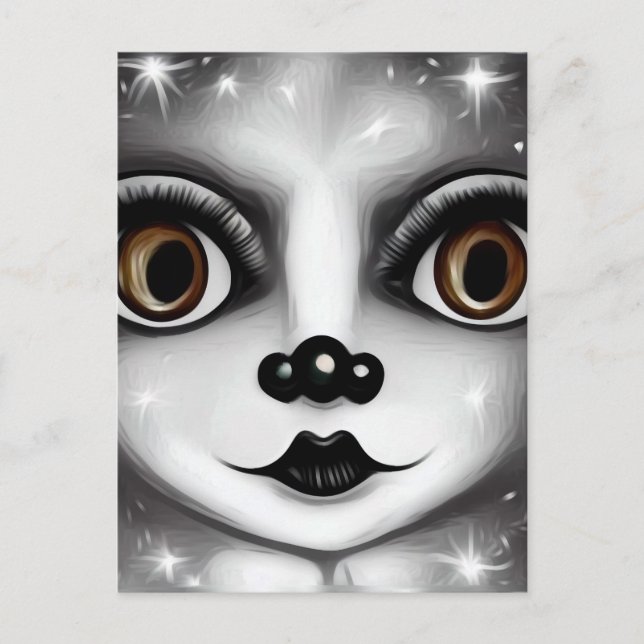 Carte Postale B&W Surreal Pop Big Eyes Mime (Devant)