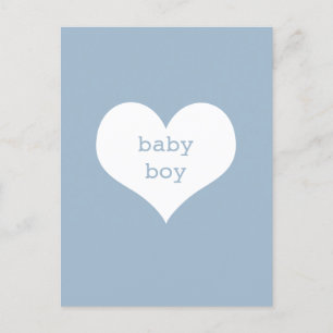 Carte Postale Baby Boy Pastel Bleu et Coeur Blanc