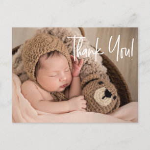 Carte Postale Baby Boy Photo baby shower merci Script
